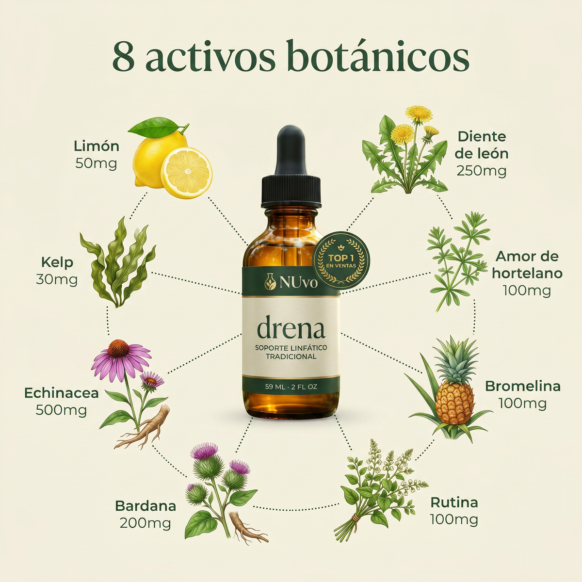 NUvo Drena · Gotas para Drenaje Linfático 59 ml